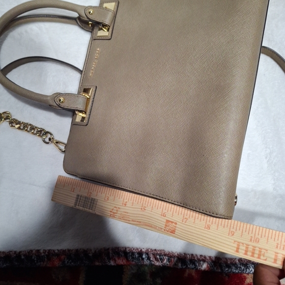 Michael Kors Taupe Satchel with Gold Accents - Picture 11 of 12